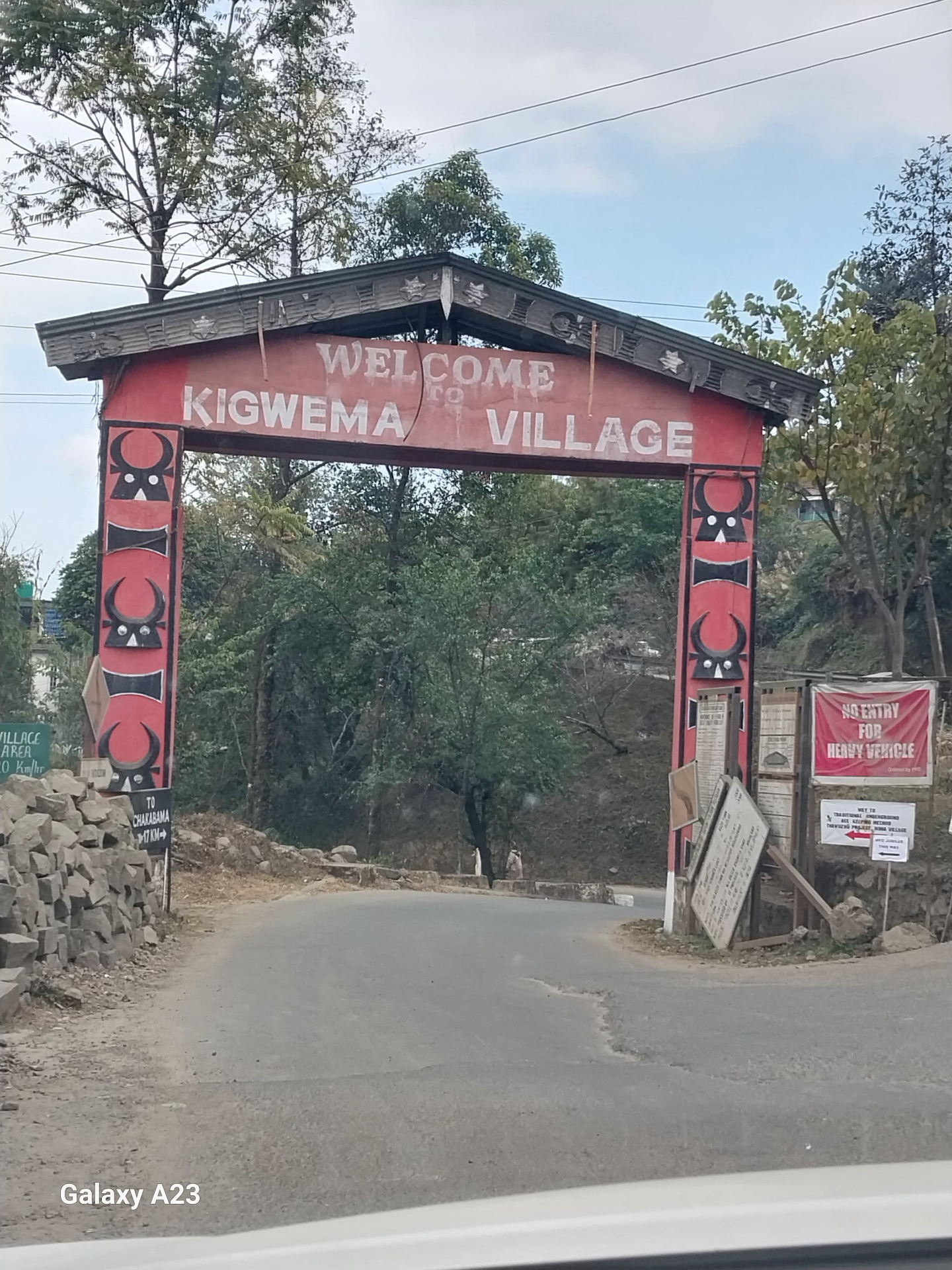 The red welcome gate of Kigwema village near Kisama Heritage Village, Nagaland