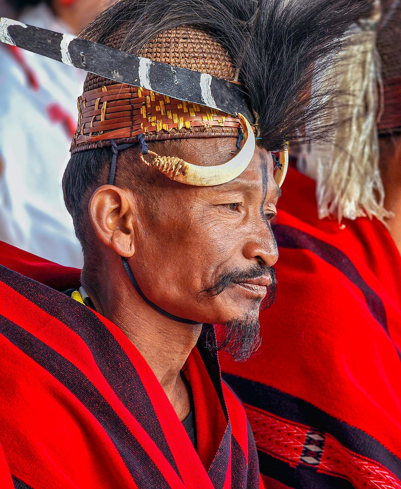 Konyak Naga elder in full regalia — a signature Hornbill Festival portrait